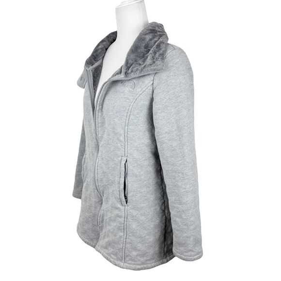 The North Face Sweater Women Medium Grey Soft Fleece Line Zip Up Mid Length Cold - Picture 3 of 16